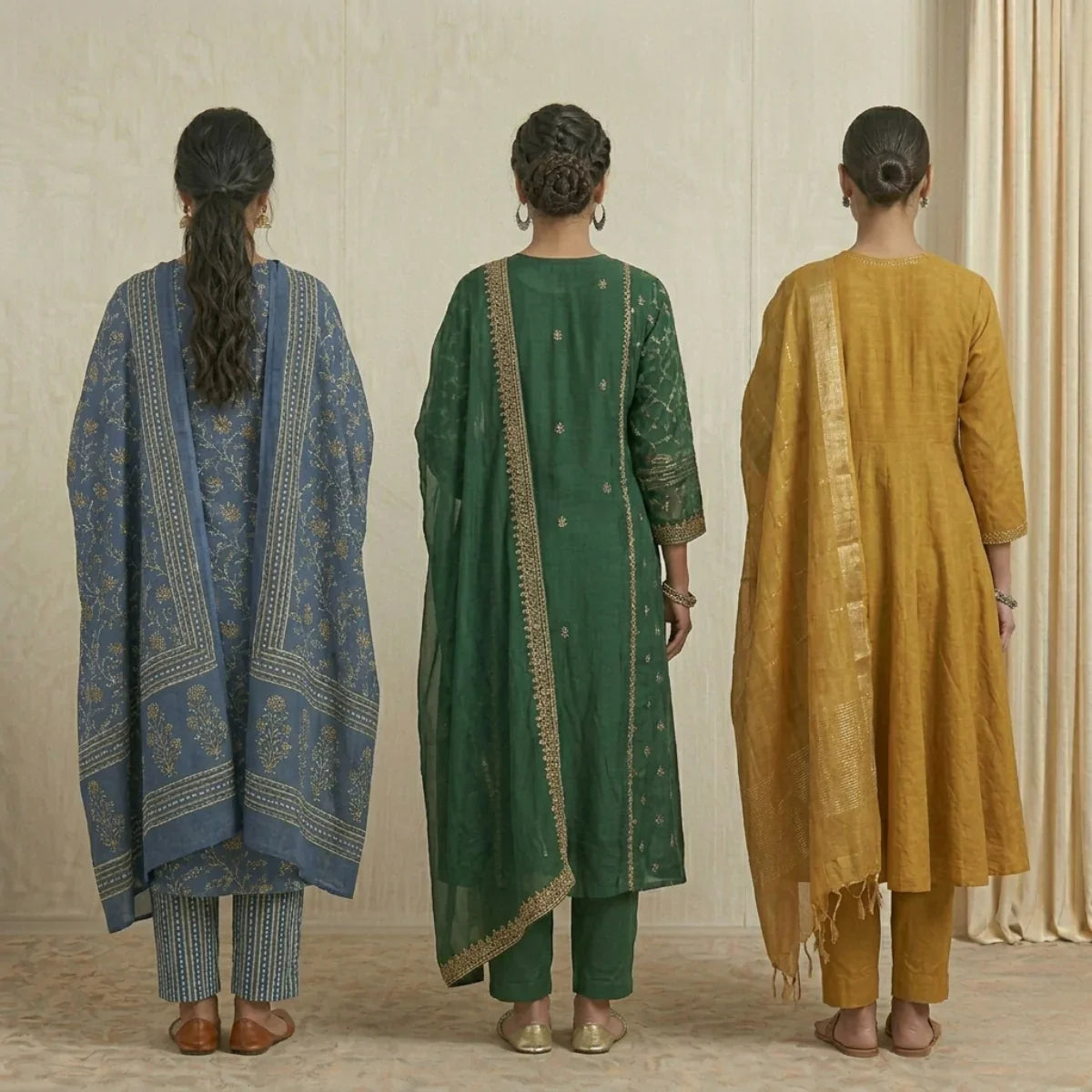 Pack of 3 Women’s Designer Kurta Sets – Ethnic Kurta Pant Dupatta Set for Women