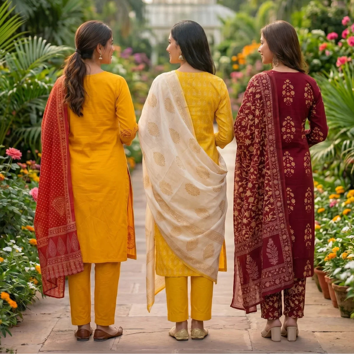 Pack Of 3 Kurta Sets with dupatta Trendy Ethnic Wear