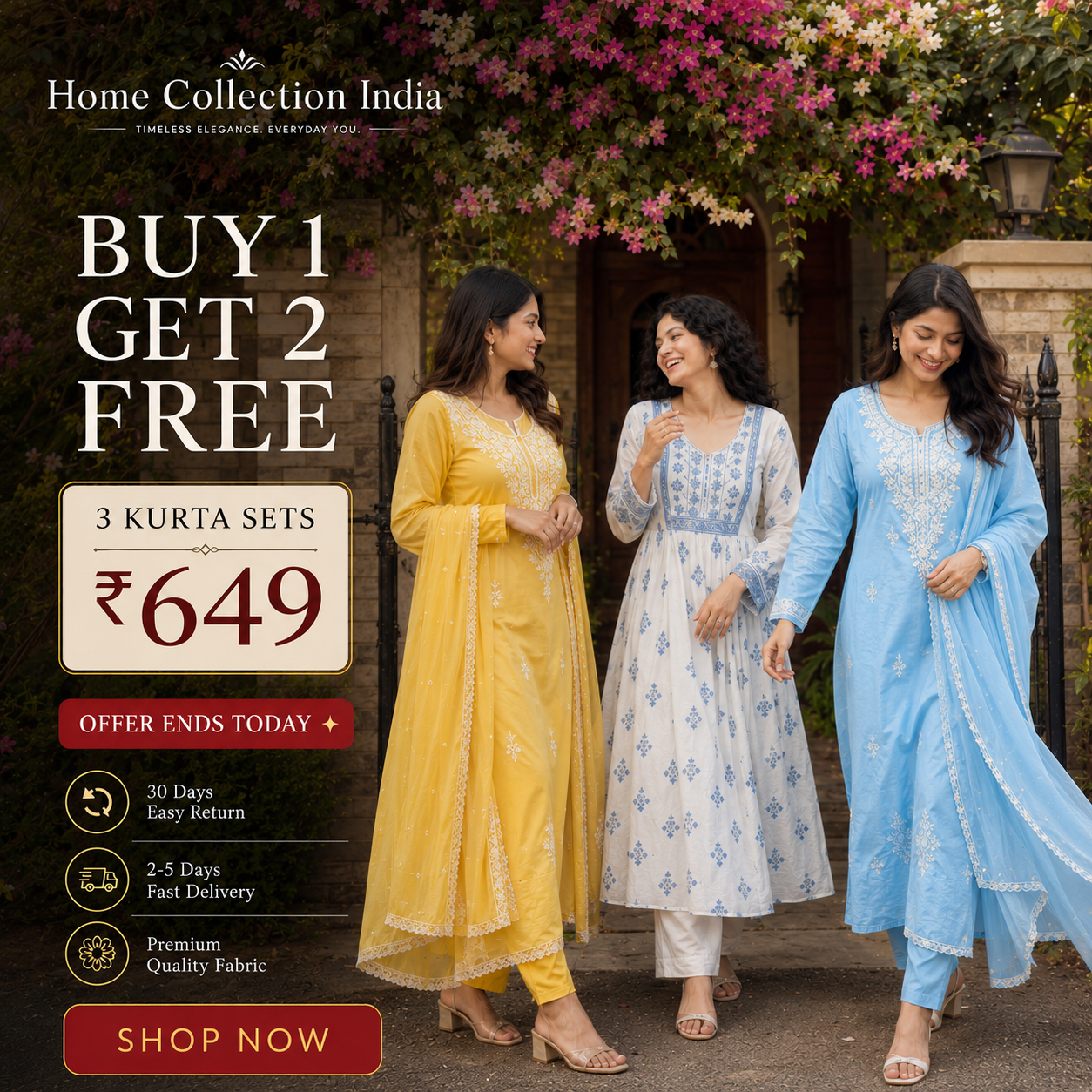 Buy 1 Get 2 Free Kurta Sets