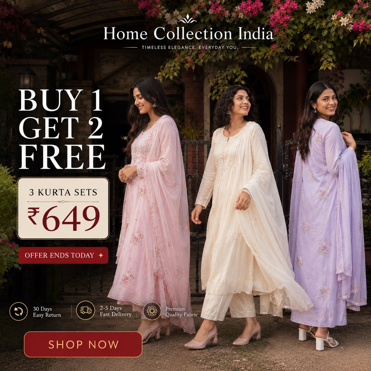 Buy 1 Get 2 Free Kurta Sets